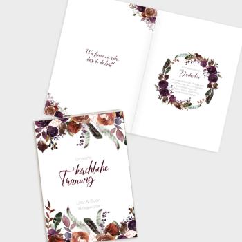 Umschlag Kirchenheft "Boho Violett-Flower" A5