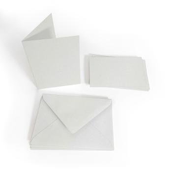 Faltkarte DIN A6 mit Briefumschlag DIN C6 in metallic polarweiss