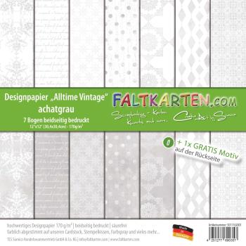 Vintage-Designpapier 12"x12" beidseitig "Alltime Vintage" in achatgrau