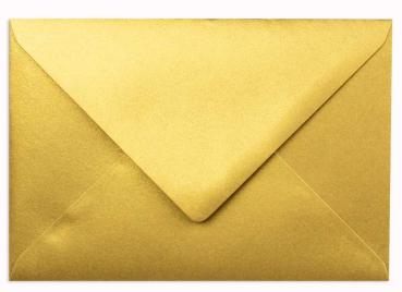 Briefumschläge - Briefhüllen in metallic-gold, DIN A5 125g/m² oF, Nassklebung