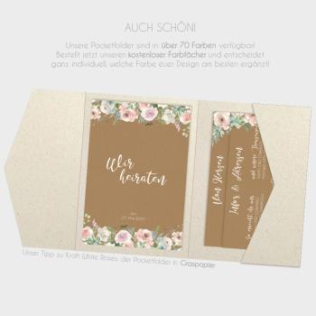 Preview: Pocketfold-Karte B6 seitlich Premium-Karton "Perlmutt Crema" Basic Line