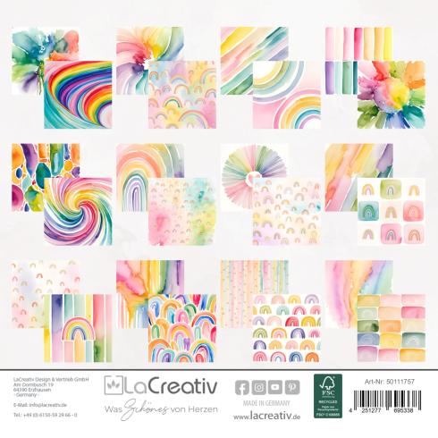 LaCreativ - Designpapier "Bunte Regenbogenwelt" Paper Pack 6x6" - 24 Bogen