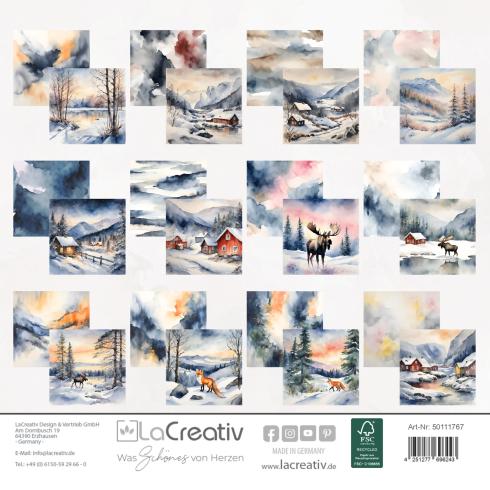 LaCreativ - Designpapier "Nordische Winterlandschaft" Paper Pack 6x6" - 24 Bogen