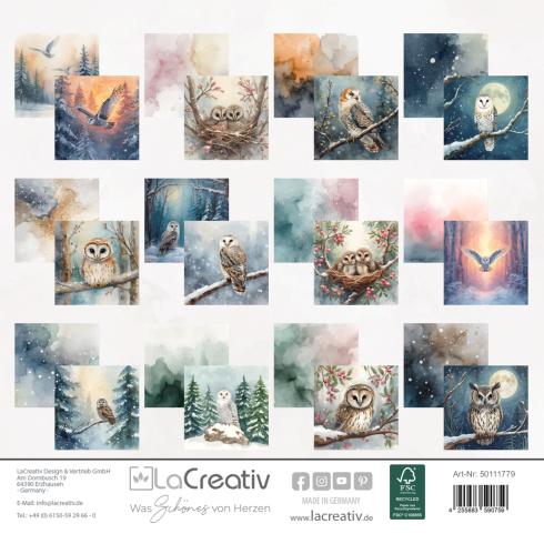 Preview: LaCreativ - Designpapier "Zauberhafte Wintereulen" Paper Pack 6x6" - 24 Bogen