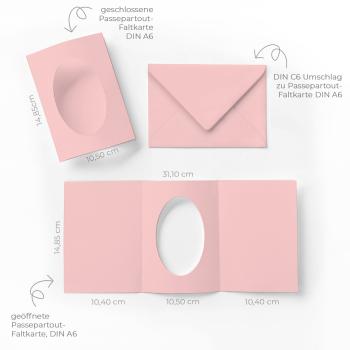 Passepartoutkarte mit ovalem Ausschnitt und Briefumschlag, DIN C6 in babypink