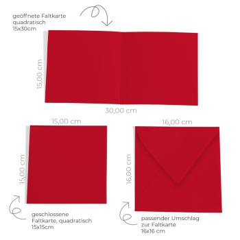 Faltkarte 15x15cm mit Briefumschlag 16x16cm in weihnachtsrot