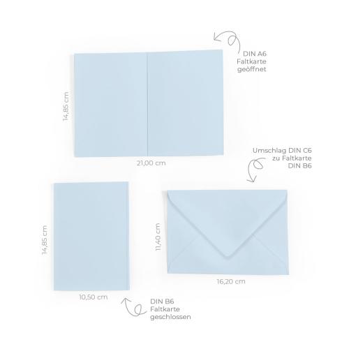 Preview: Faltkarte DIN A6 mit Briefumschlag DIN C6 in hellblau