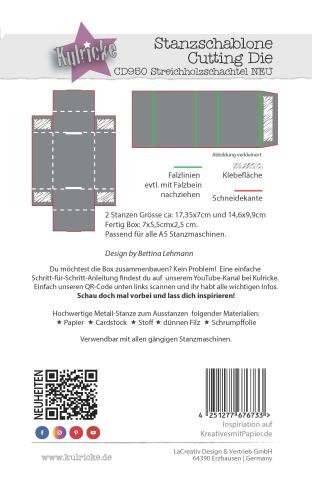 Kulricke Stanzschablone "Streichholz Box - Mittel" Craft Die