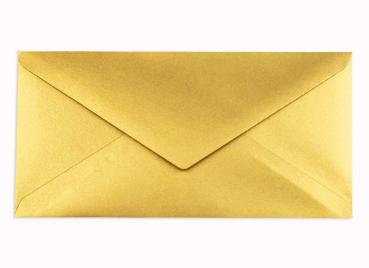 Briefumschlag DIN lang in metallic-gold, 120g, ohne Fenster, Nassklebung