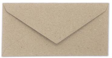 Briefumschlag DIN lang in kraft grau, 100g, ohne Fenster, Nassklebung