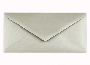Briefumschlag DIN lang in metallic-persilber, 120g, ohne Fenster, Nassklebung
