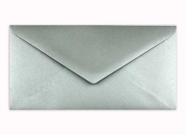 Briefumschlag DIN lang in metallic-platin, 120g, ohne Fenster, Nassklebung