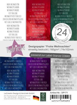 Kulricke Designpapier - "Frohe Weihnachten A7" Label Papier A7
