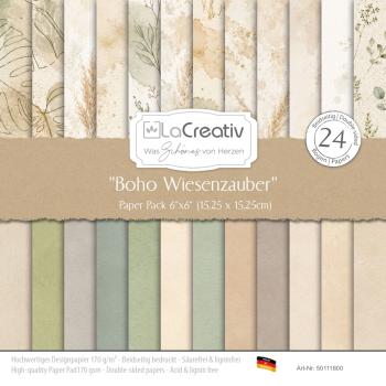 LaCreativ - Designpapier "Boho Wiesenzauber" Paper Pack 6x6" - 24 Bogen