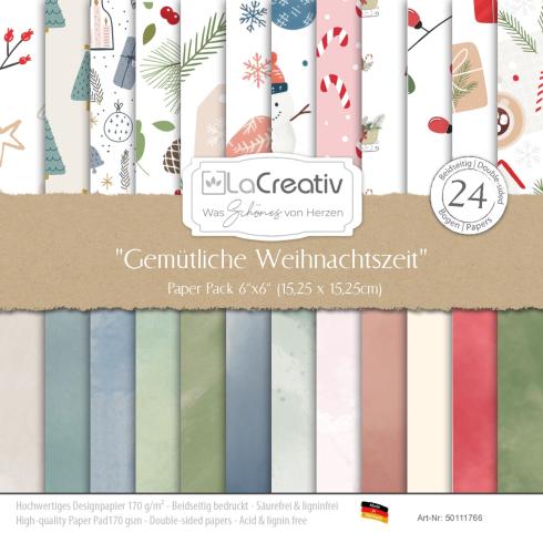 LaCreativ - Designpapier "Gemütliche Weihnachtszeit" Paper Pack 6x6" - 24 Bogen