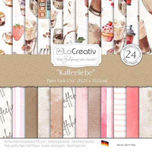 LaCreativ - Designpapier "Kaffeeliebe " Paper Pack 6x6" - 24 Bogen