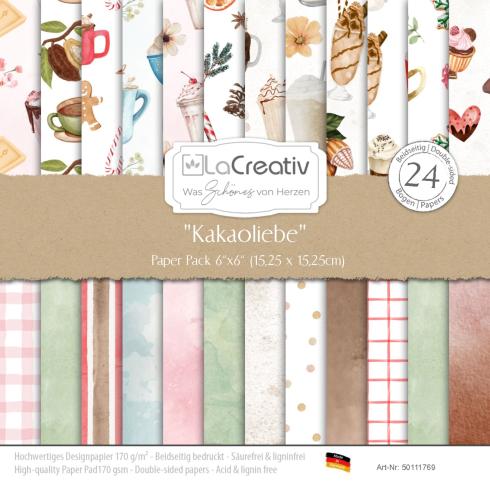 LaCreativ - Designpapier "Kakaoliebe" Paper Pack 6x6" - 24 Bogen