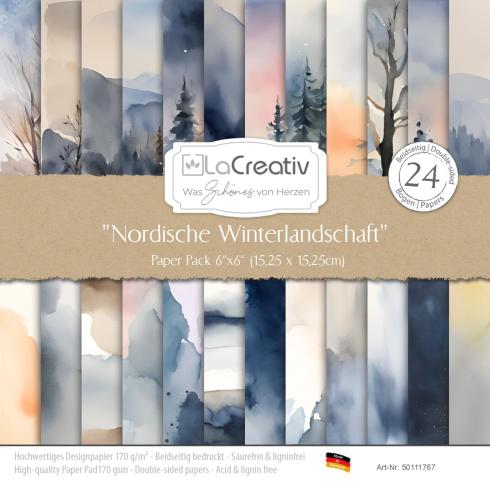 LaCreativ - Designpapier "Nordische Winterlandschaft" Paper Pack 6x6" - 24 Bogen