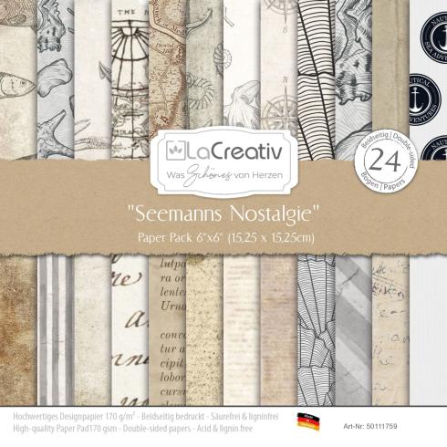 LaCreativ - Designpapier "Seemanns Nostalgie" Paper Pack 6x6" - 24 Bogen