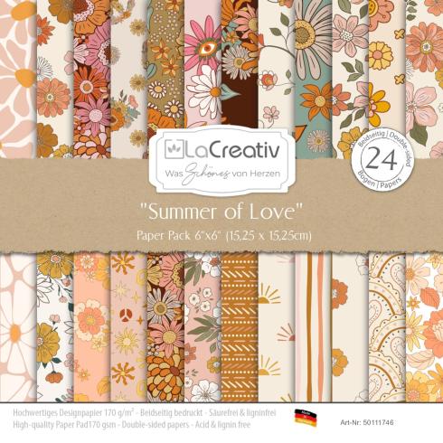 LaCreativ - Designpapier "Summer of Love" Paper Pack 6x6" - 24 Bogen
