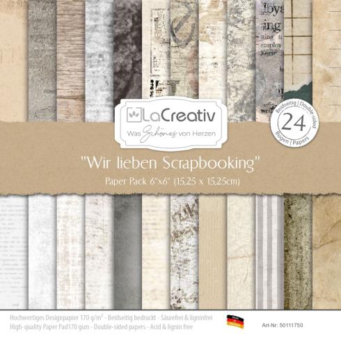 LaCreativ - Designpapier "Wir lieben Scrapbooking" Paper Pack 6x6" - 24 Bogen