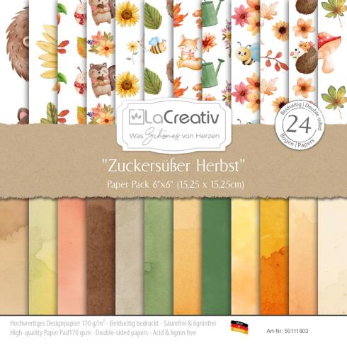 LaCreativ - Designpapier "Zuckersüßer Herbst" Paper Pack 6x6" - 24 Bogen