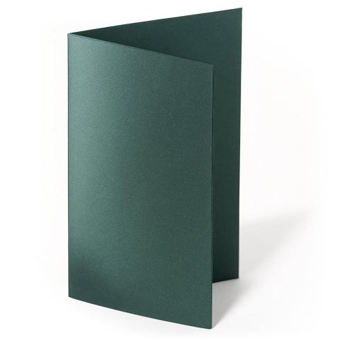 Doppelkarte - Faltkarte 250g/m² DIN B6 in metallic-grün