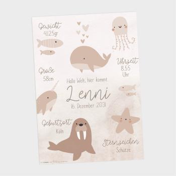 Geburtsposter "Am Meer" | Geburtstafel | Geburtsdaten | Geburtsbild | Geburt Geschenk
