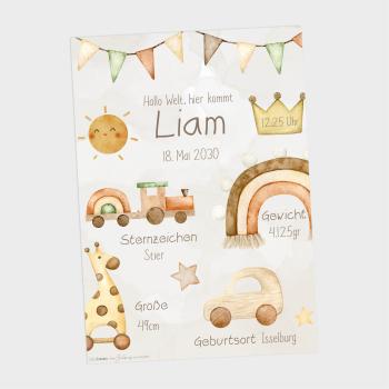 Geburtsposter "Baby Boho" | Geburtstafel | Geburtsdaten | Geburtsbild | Geburt Geschenk