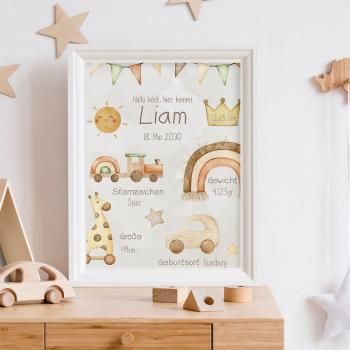 Geburtsposter "Baby Boho" | Geburtstafel | Geburtsdaten | Geburtsbild | Geburt Geschenk