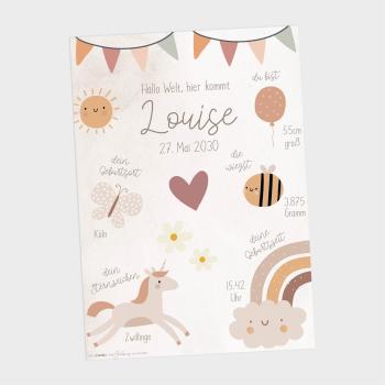 Geburtsposter "Boho" | Geburtstafel | Geburtsdaten | Geburtsbild | Geburt Geschenk