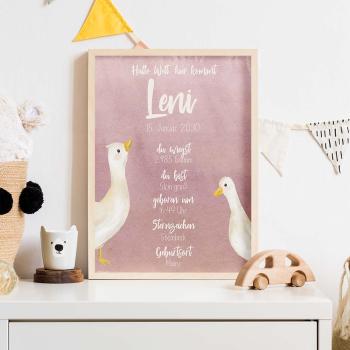 Geburtsposter "Gänschen" | Geburtstafel | Geburtsdaten | Geburtsbild | Geburt Geschenk