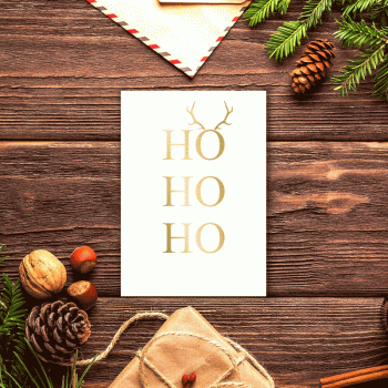 Weihnachtskarte Ho Ho Ho weiss