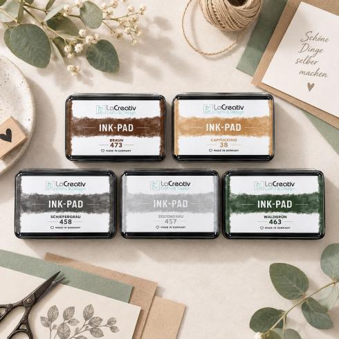 Preview: LaCreativ Ink-Pad – Stempelkissen-Set Naturfarben