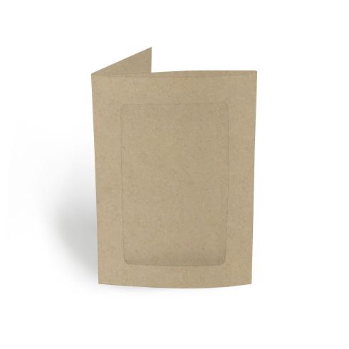 Passepartoutkarte rechteck 3-Fach DIN A6 in kraft grau