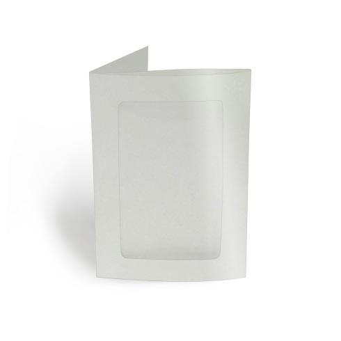 Passepartoutkarte rechteck 3-Fach DIN A6 in metallic-polarweiss