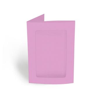 Passepartoutkarte rechteck 3-Fach DIN A6 in struktur blütenrosa