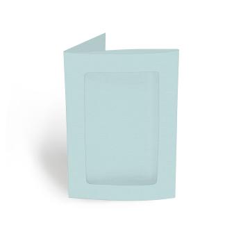 Passepartoutkarte rechteck 3-Fach DIN A6 in struktur puderblau