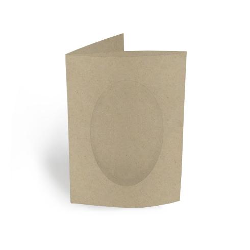 Passepartoutkarte oval 3-Fach DIN A6 in kraft grau