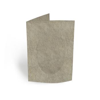 Passepartoutkarte oval 3-Fach DIN A6 in recycling silphie