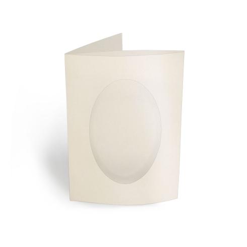 Passepartoutkarte oval 3-Fach DIN A6 in metallic champagner