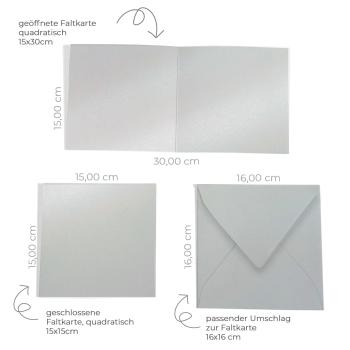 Faltkarte 15x15cm mit Briefumschlag 16x16cm in metallic perlsilber