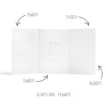 Preview: Trippelkarte - Leporello 210g/m² DIN B6 3-Fach in struktur karibikblau