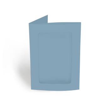 Passepartoutkarte rechteck 3-Fach DIN B6 in graublau