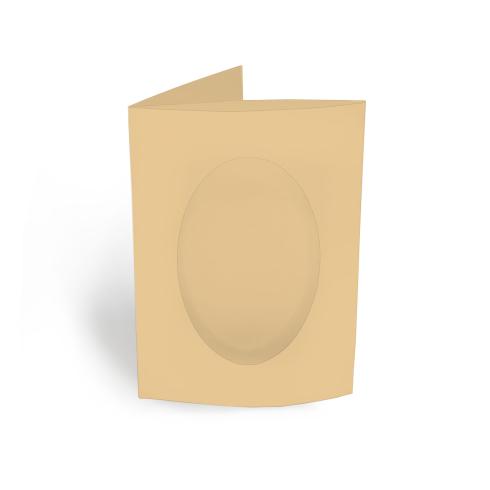 Passepartoutkarte oval 3-Fach DIN A6 in cappuccino