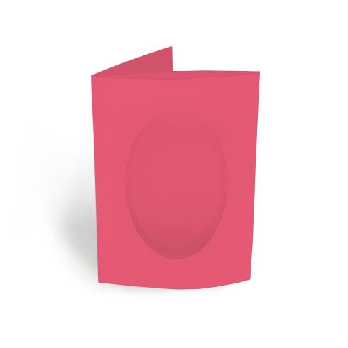 Passepartoutkarte oval 3-Fach DIN A6 in fuchsia