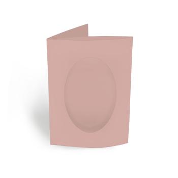 Passepartoutkarte oval 3-Fach DIN A6 in Altrosa