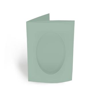 Passepartoutkarte oval 3-Fach DIN A6 in Eukalyptus