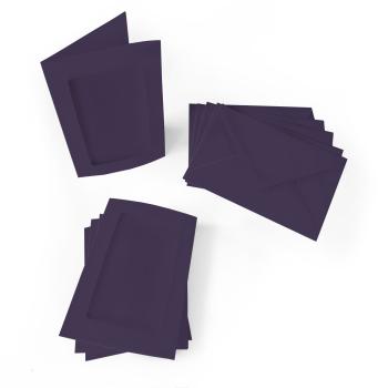 Passepartoutkarte mit rechteckigem Ausschnitt und Briefumschlag, DIN C6 in aubergine