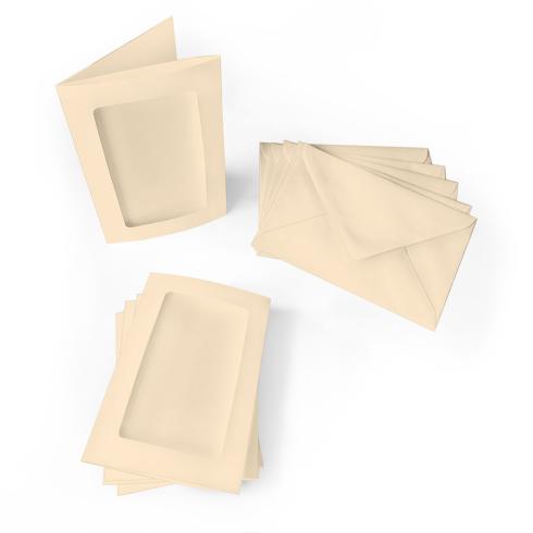 Passepartoutkarte mit rechteckigem Ausschnitt und Briefumschlag, DIN C6 in creme